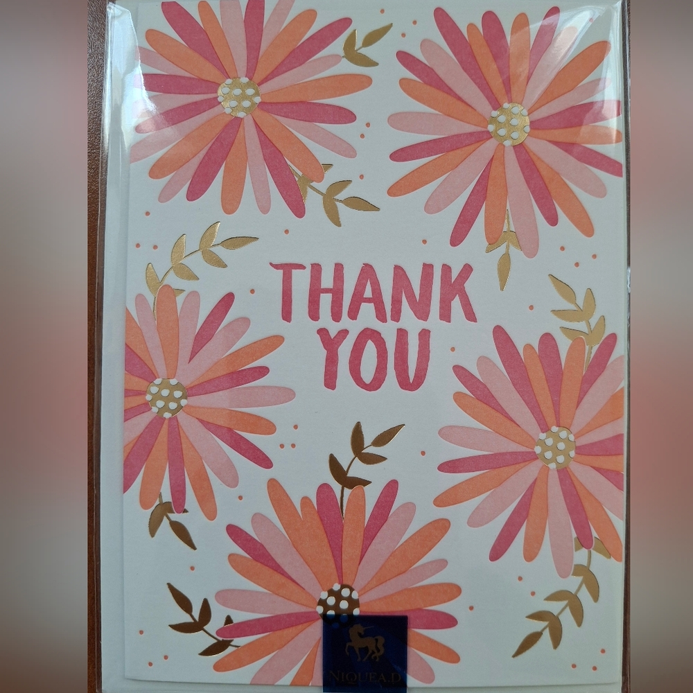 Niquea.D Pink Floral Thank You Card Blank Inside